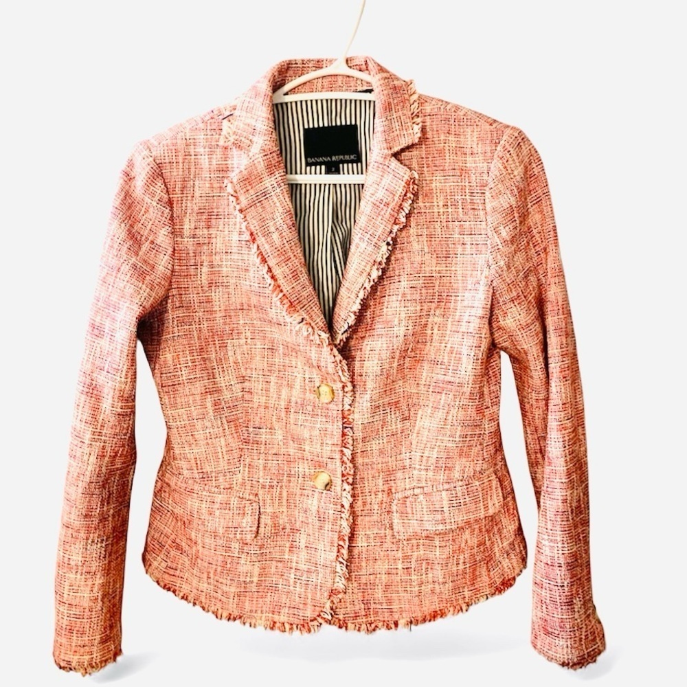 Banana Republic perfect pink tweed jacket